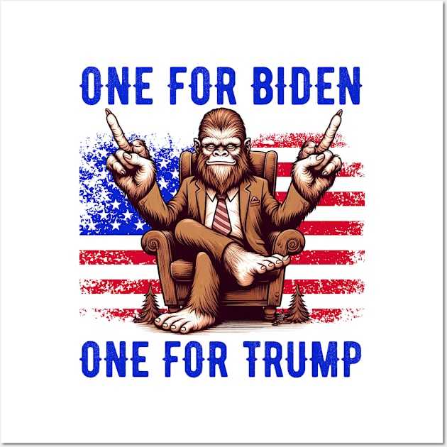 Bigfoot Middle Finger Funny Election 2024 Wall Art by GreenCraft